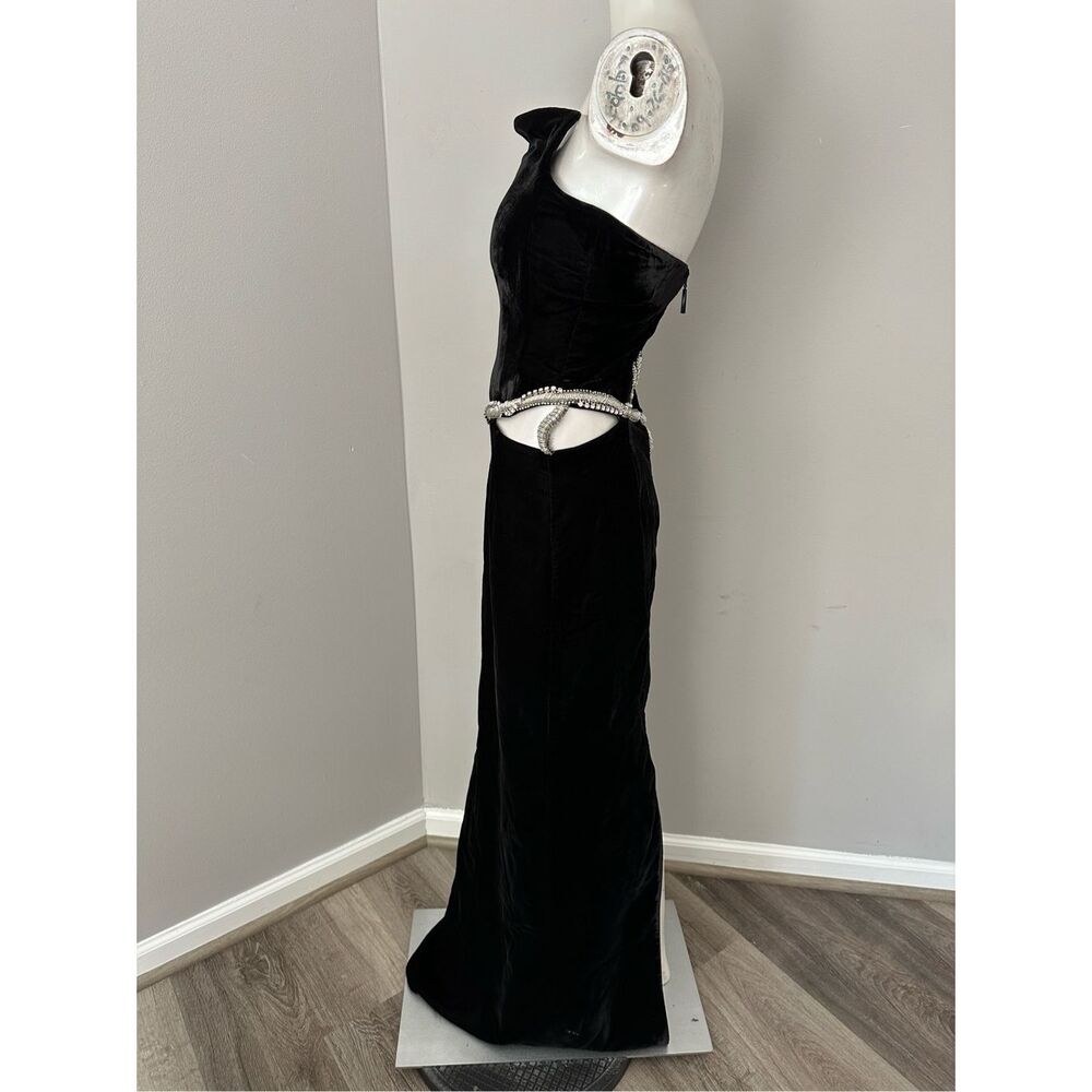 Strapless Black Maxi Dress with Embellished Waist - Picture 8 of 13